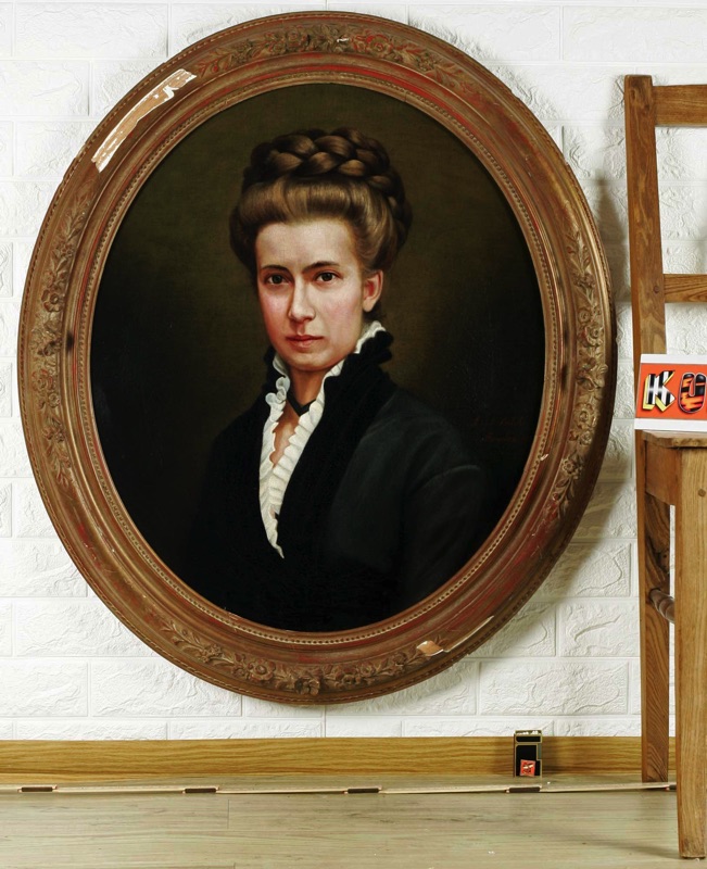 Auguste Butzke Ölgemälde antik 1877 Portrait Dame